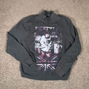 UK Style Mens Long Sleeve Full Zip‎ Sweater Stone Gray Size Large